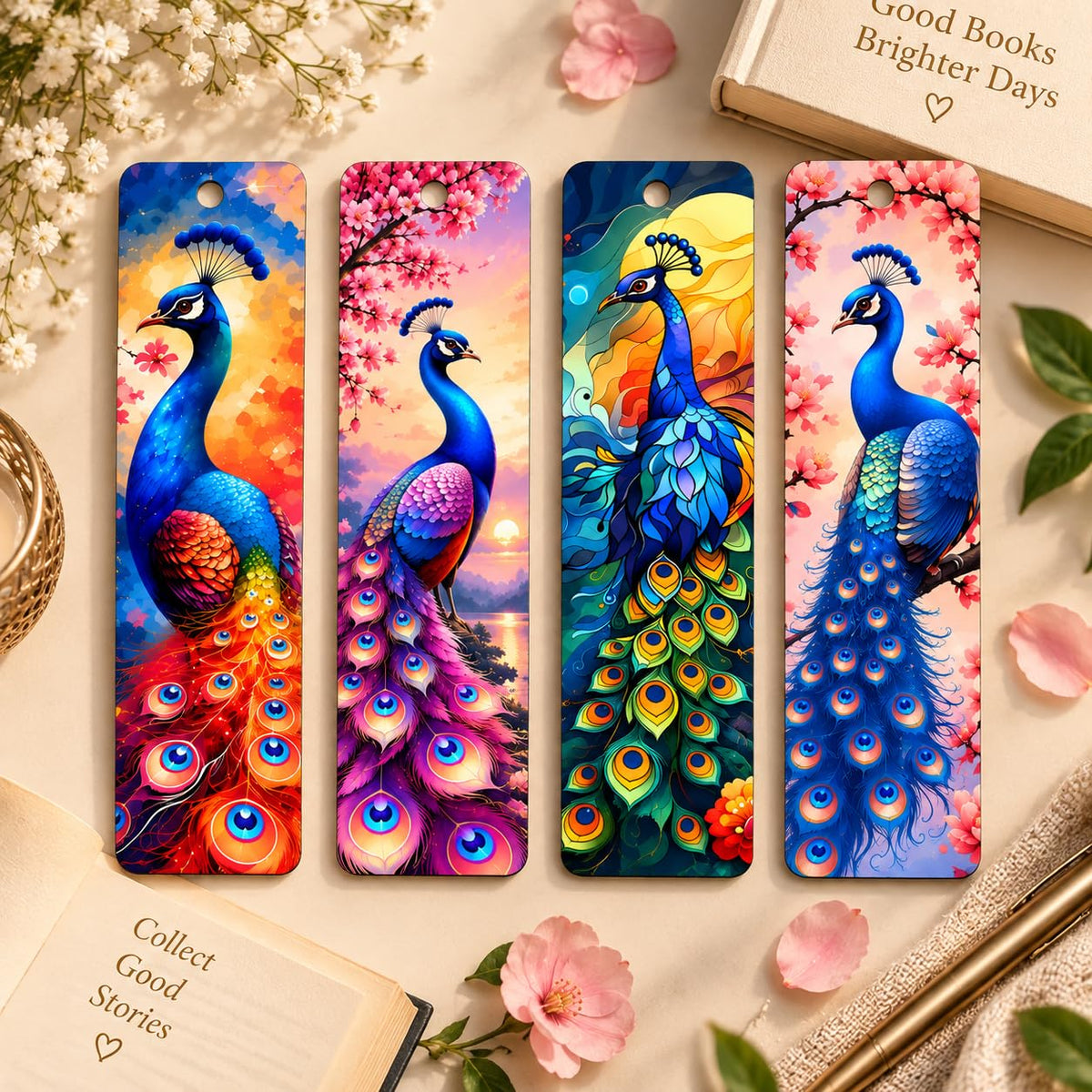 peacock wooden bookmarks for books
