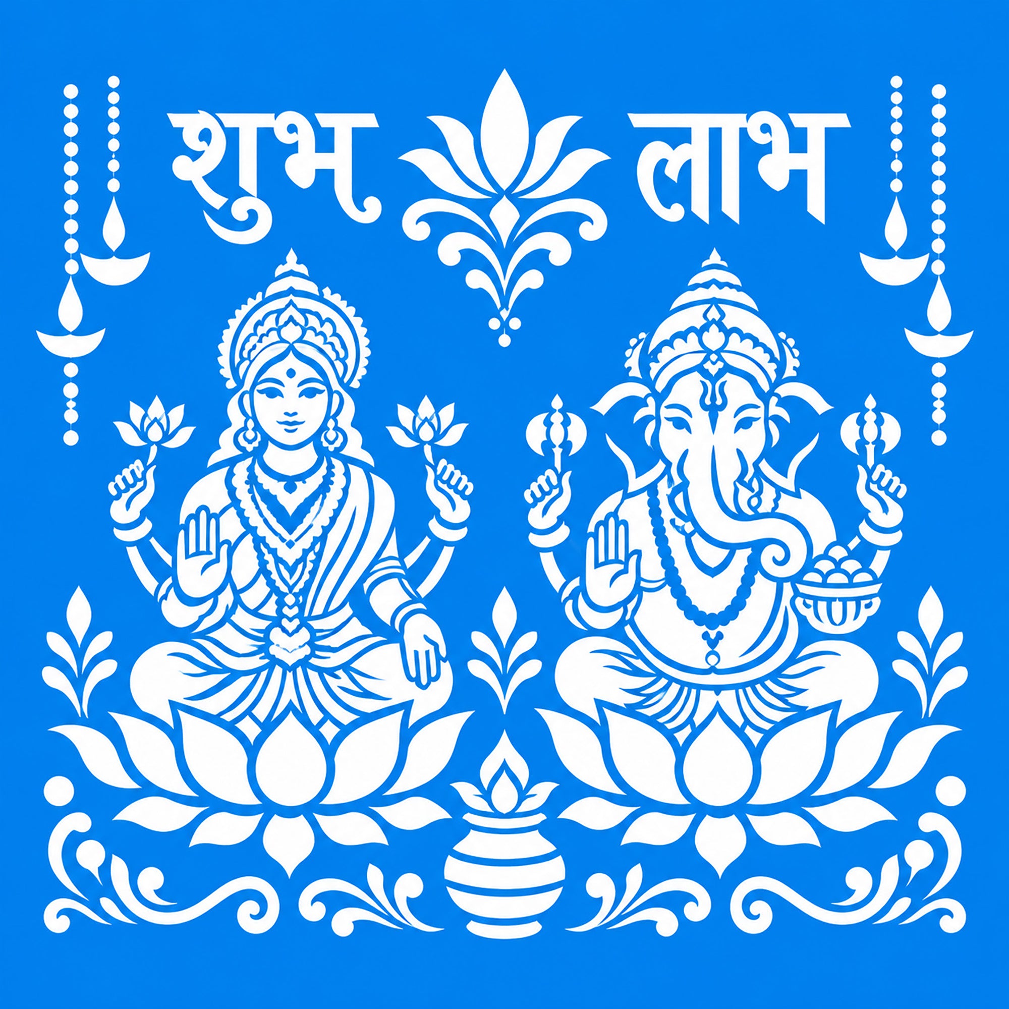 shubh labh laxmi ganesh stencil