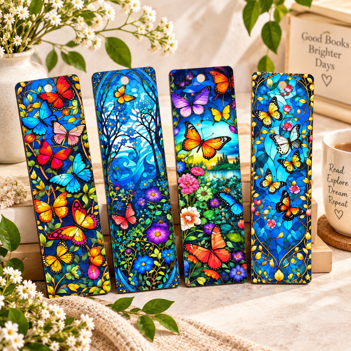 butterfly floral wooden bookmarks for books