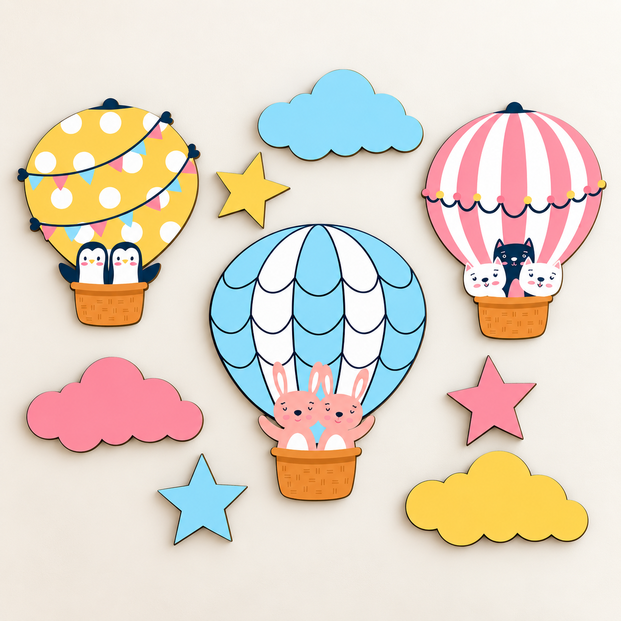 hot air balloon kids wall decor cutouts