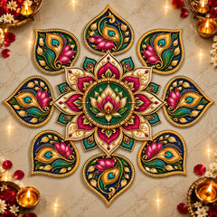 Lotus Peacock Mandala Rangoli Set