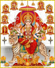 Maa Durga glossy metal wall painting