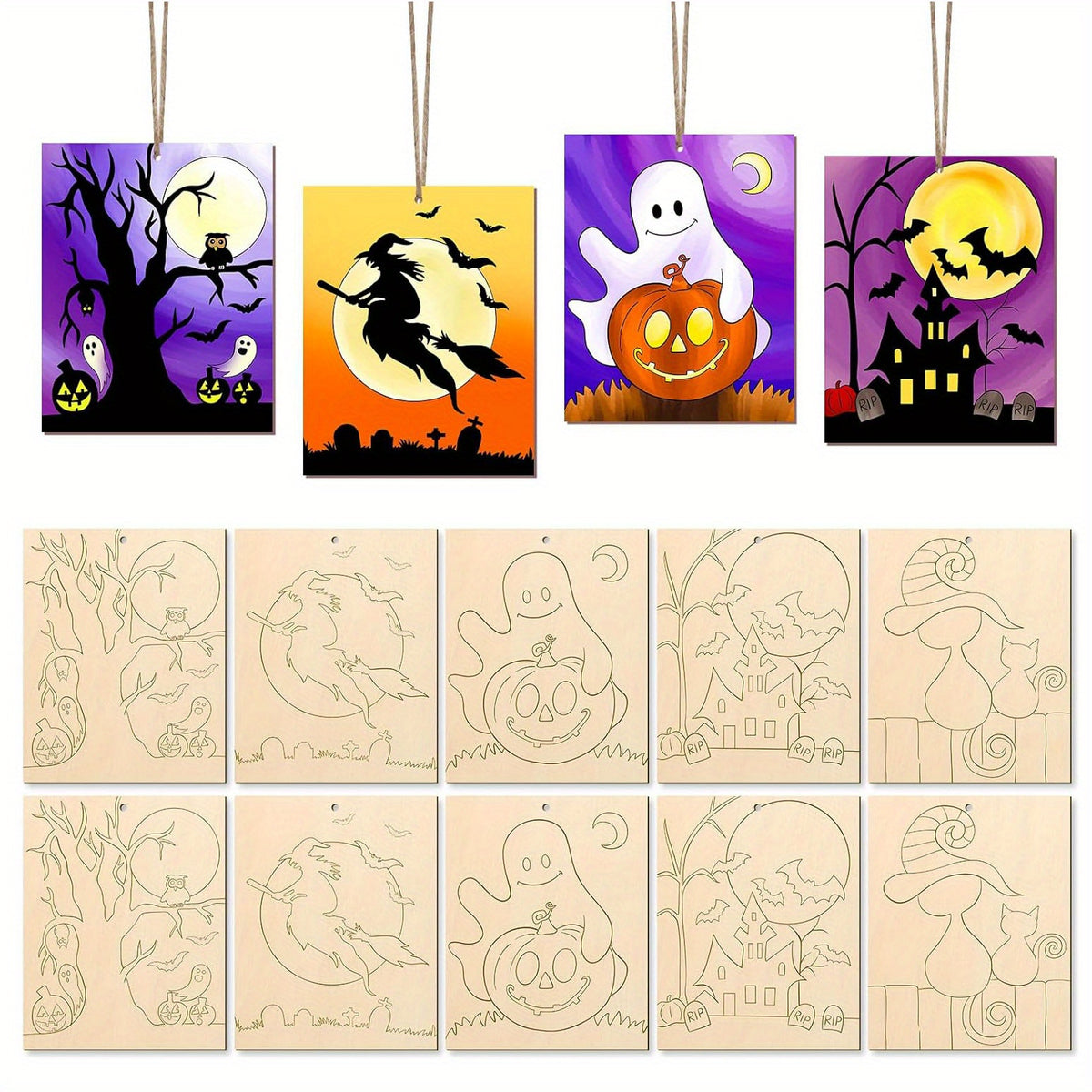 wooden halloween cutouts for diy crafts