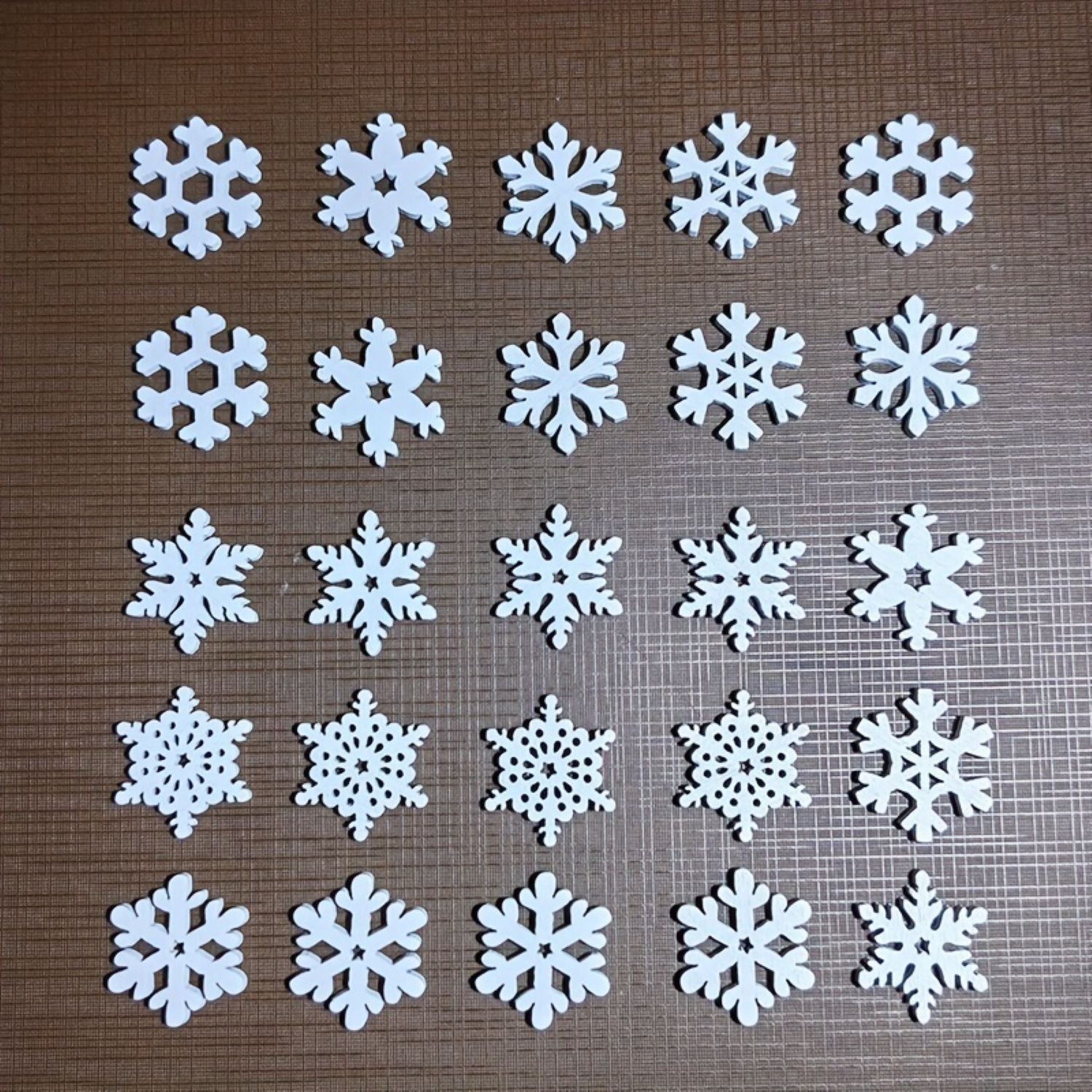 Wooden snowflake decorations
