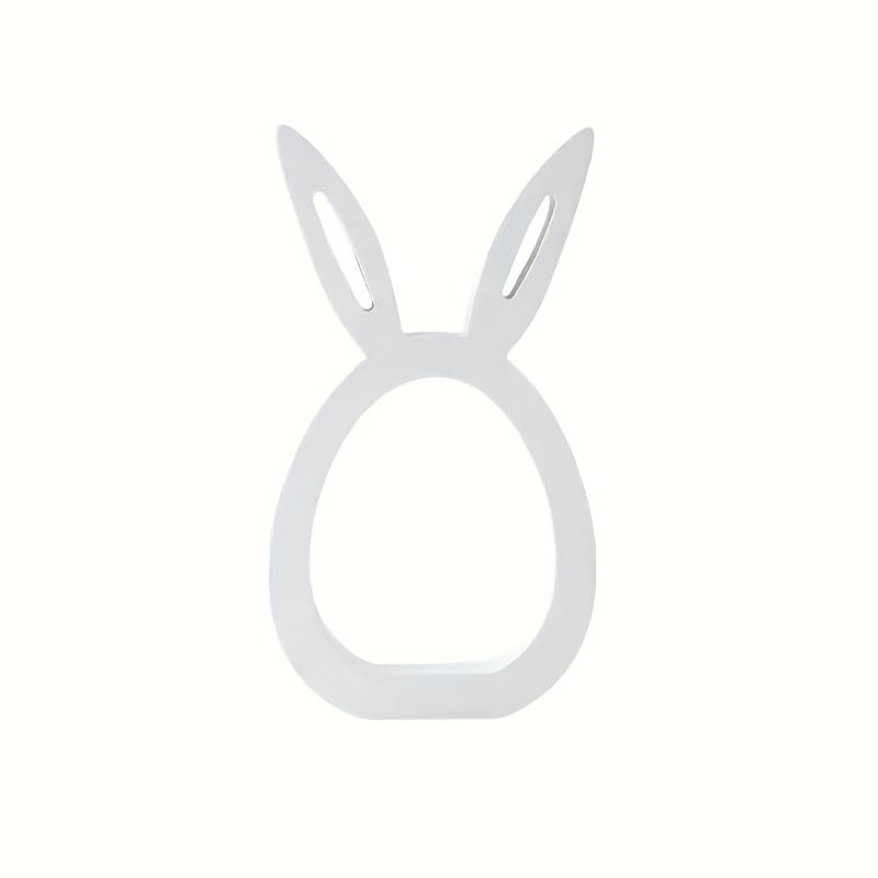 White bunny-shaped ring holder on a white background
