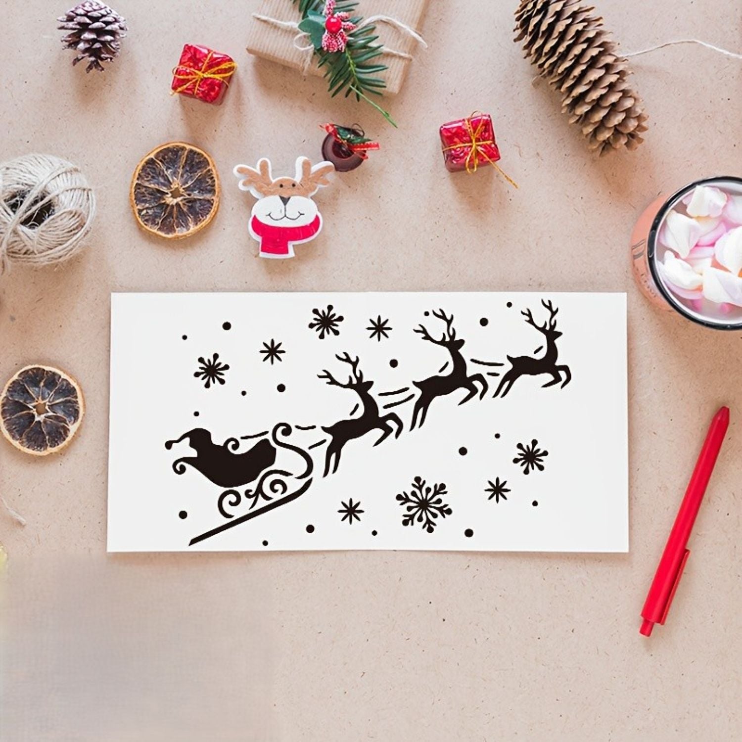 Santa sleigh stencil set for wood, fabric & canvas