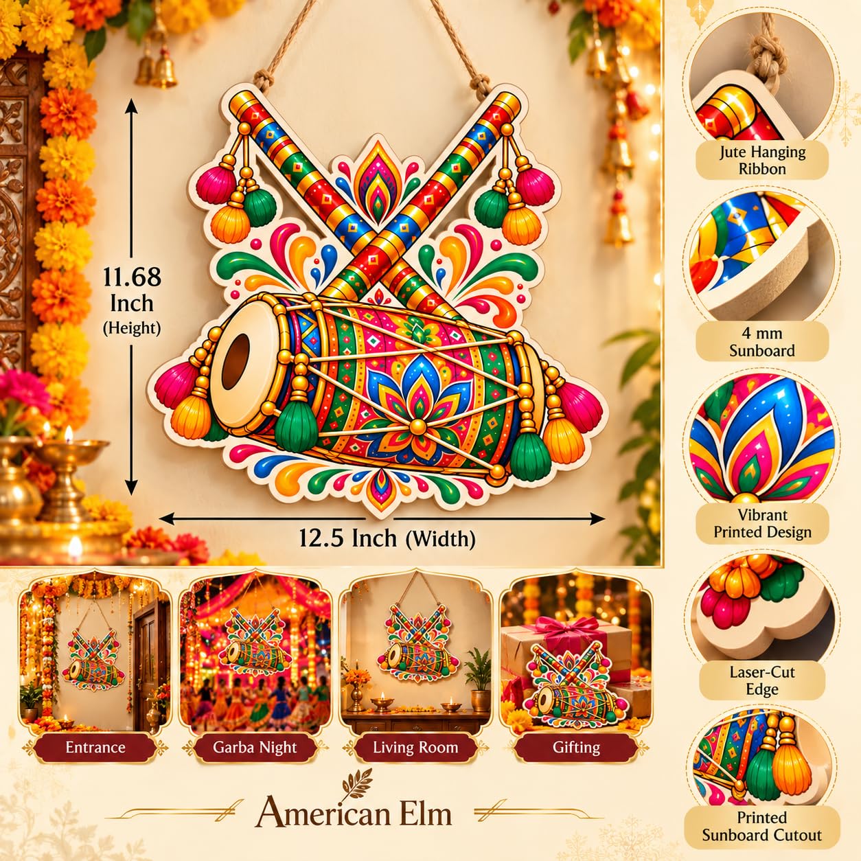 Navratri Dhol Dandiya wall art