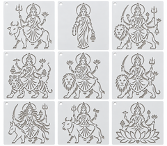pack of 9 navdurga reusable stencils