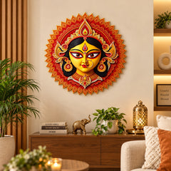 maa durga round wall decor