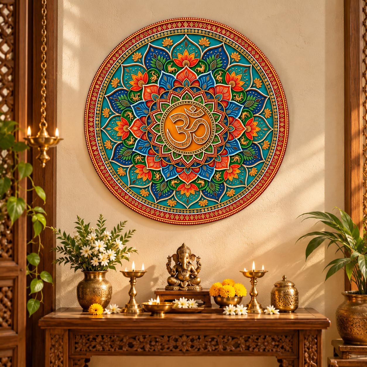 round MDF om wall hanging for living room