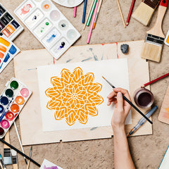 reusable intricate flower pattern stencil for painting