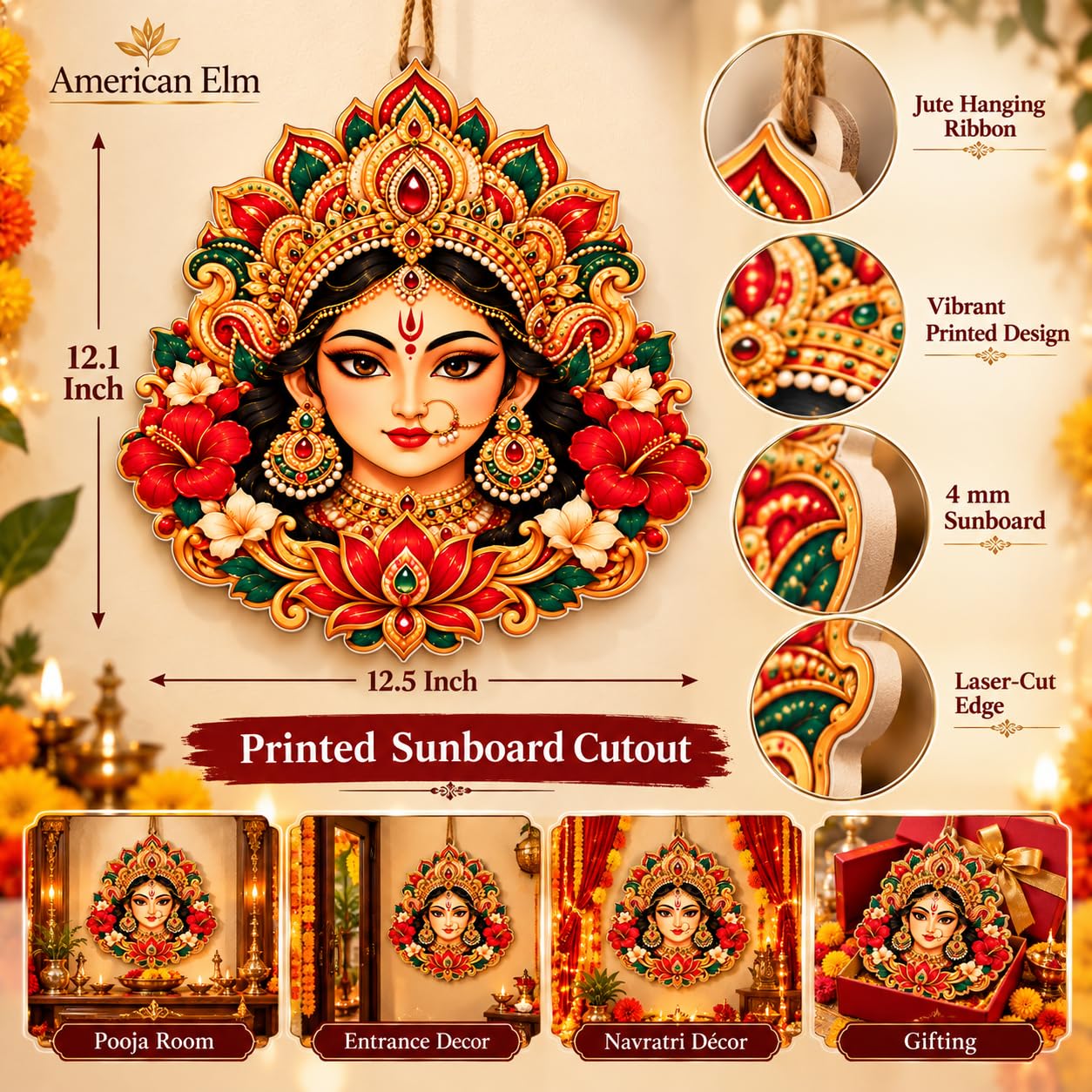 Navratri goddess face wall art decoration