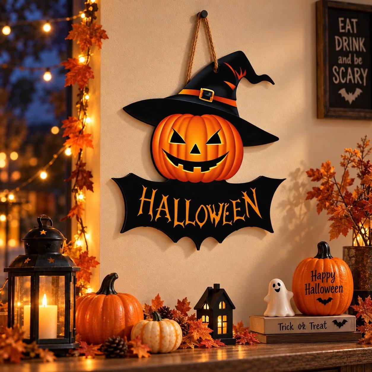 halloween pumpkin bat shape wall decor