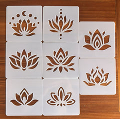 8 piece lotus stencil set for diwali diy art craft and mandala painting