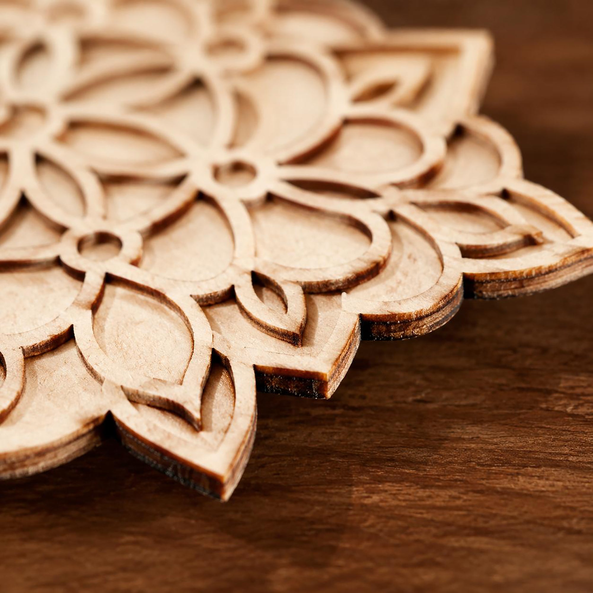handcrafted wooden mandala coaster for painting