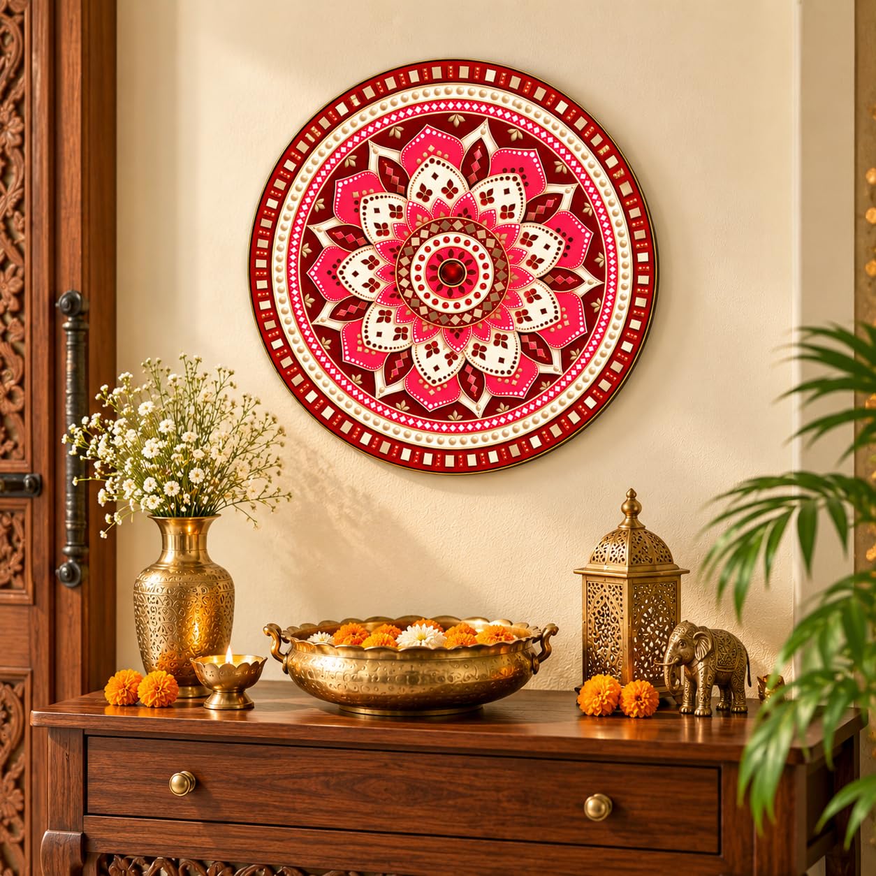 Round MDF Mandala Wall Hanging for Home Decoration
