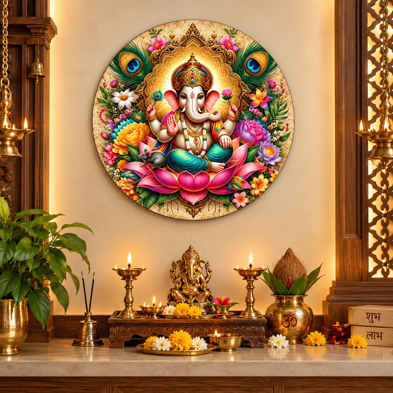 ganesha floral wall decor for home