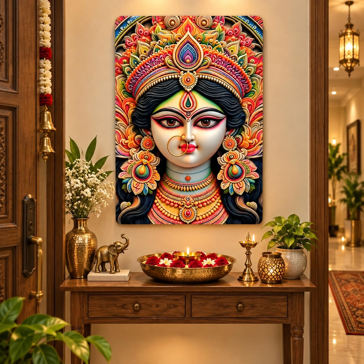Maa Durga MDF wall decor for pooja room