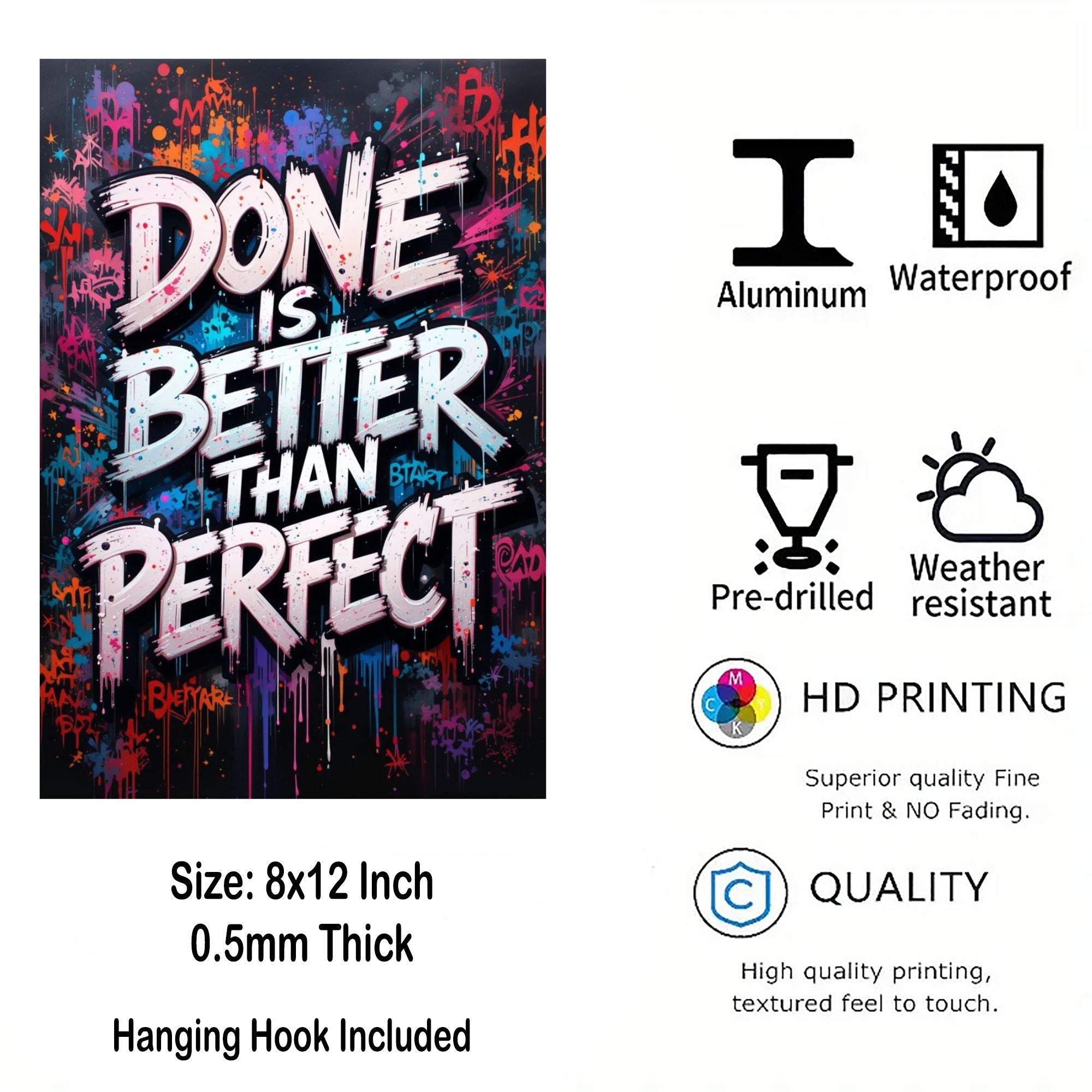 productivity quote wall decor metal print for office