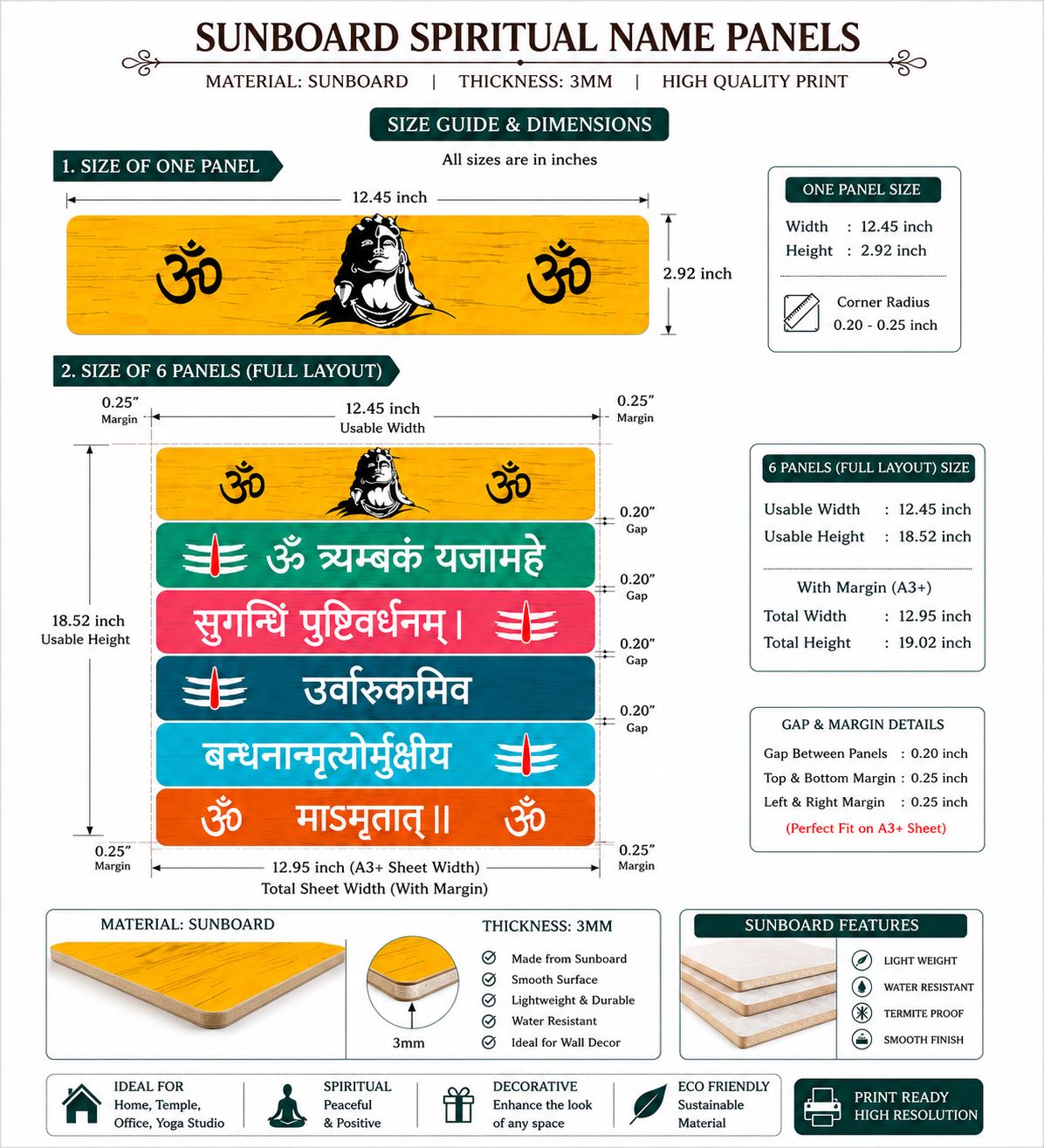 Sanskrit prayer panels for Hindu temple decoration
