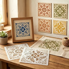 european floral pattern stencils for festive wall painting