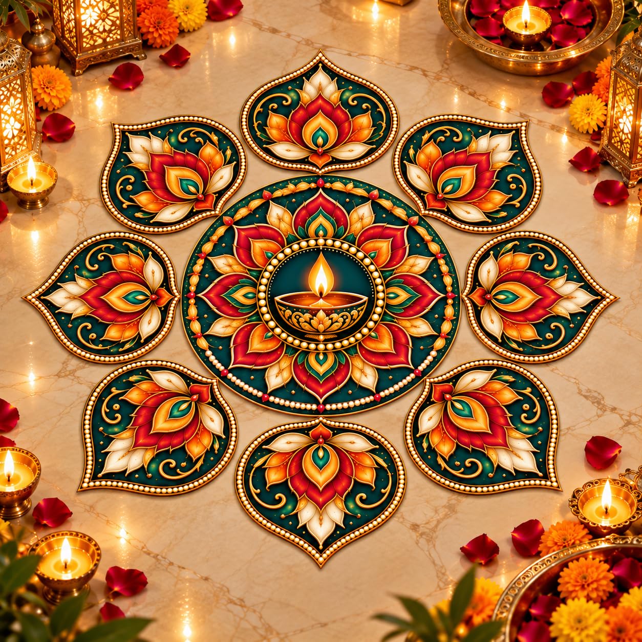 Diwali rangoli decoration for floor