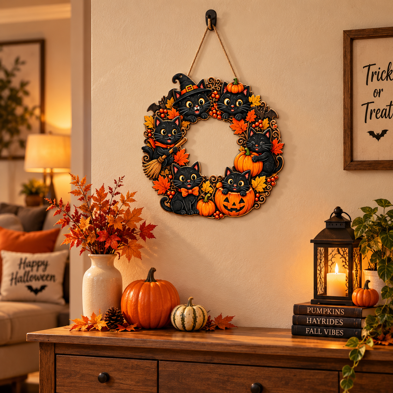 pumpkin theme wall hanging Halloween