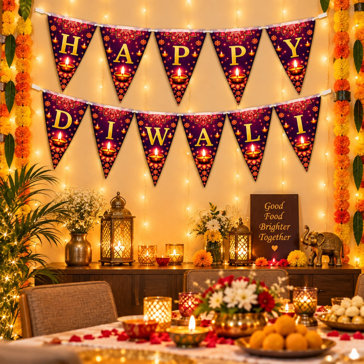 Diwali festive bunting for living room