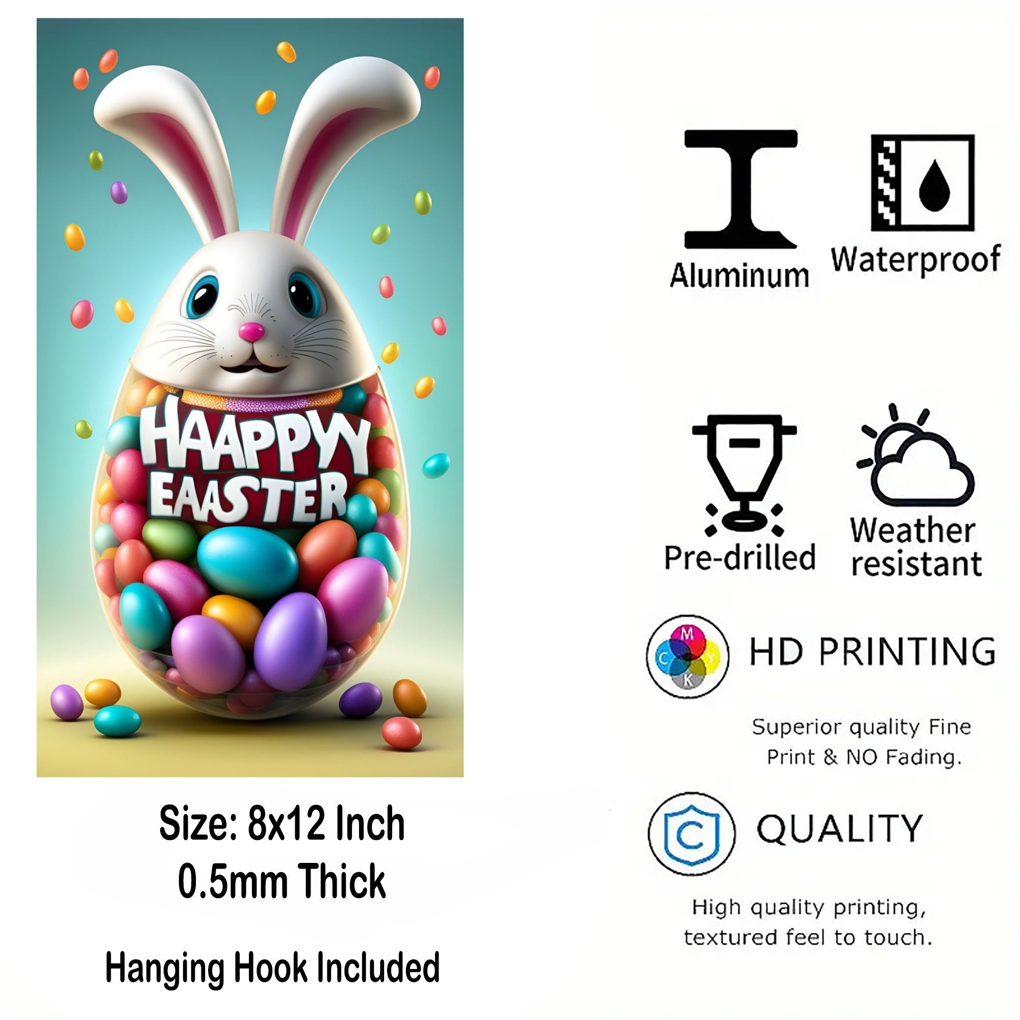 easter bunny aluminum metal wall art