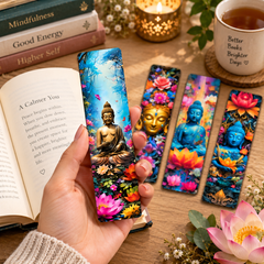 floral Buddha MDF bookmarks set of 4