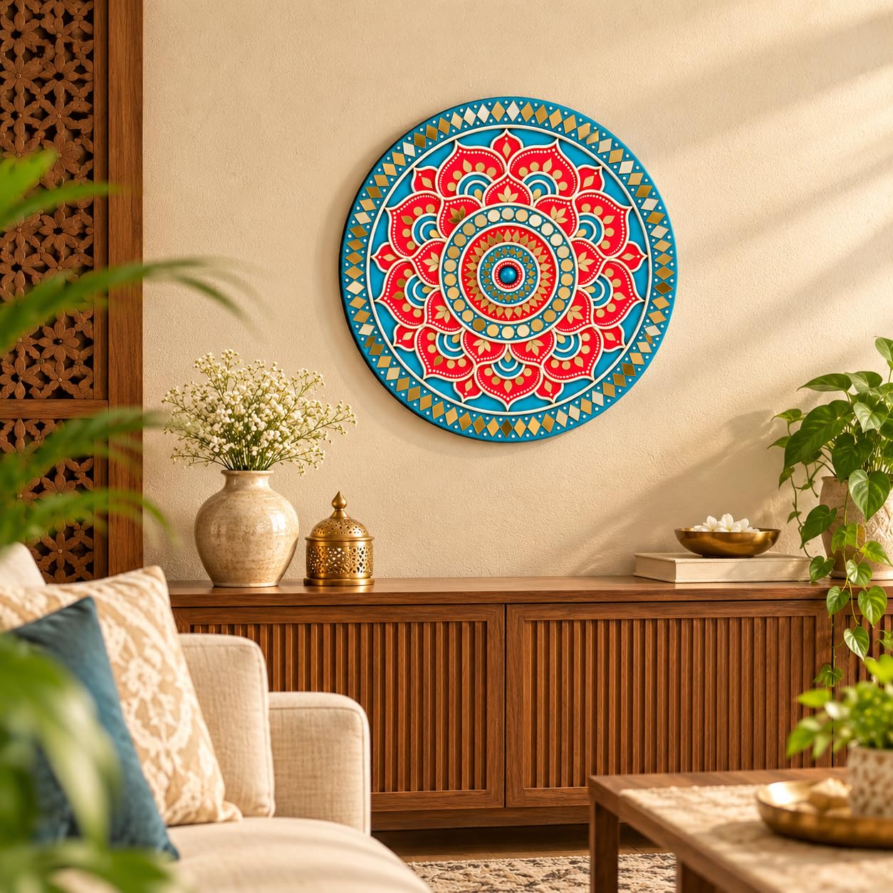 Round MDF Mandala Wall Hanging for Home Decoration