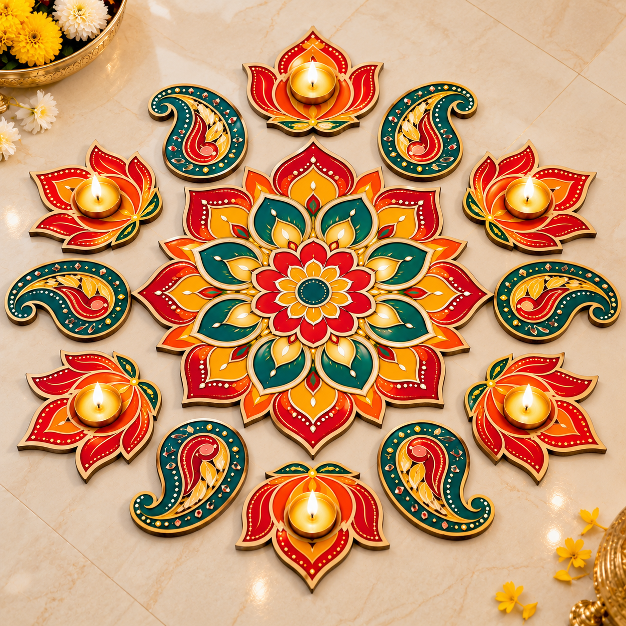 floral mandala rangoli decoration for home