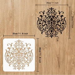 Cliths 1Pcs Damask Flower Mandala Stencil Floral Crown Pattern for Wall Painting Furniture Wood DIY Art Plastic Stencil