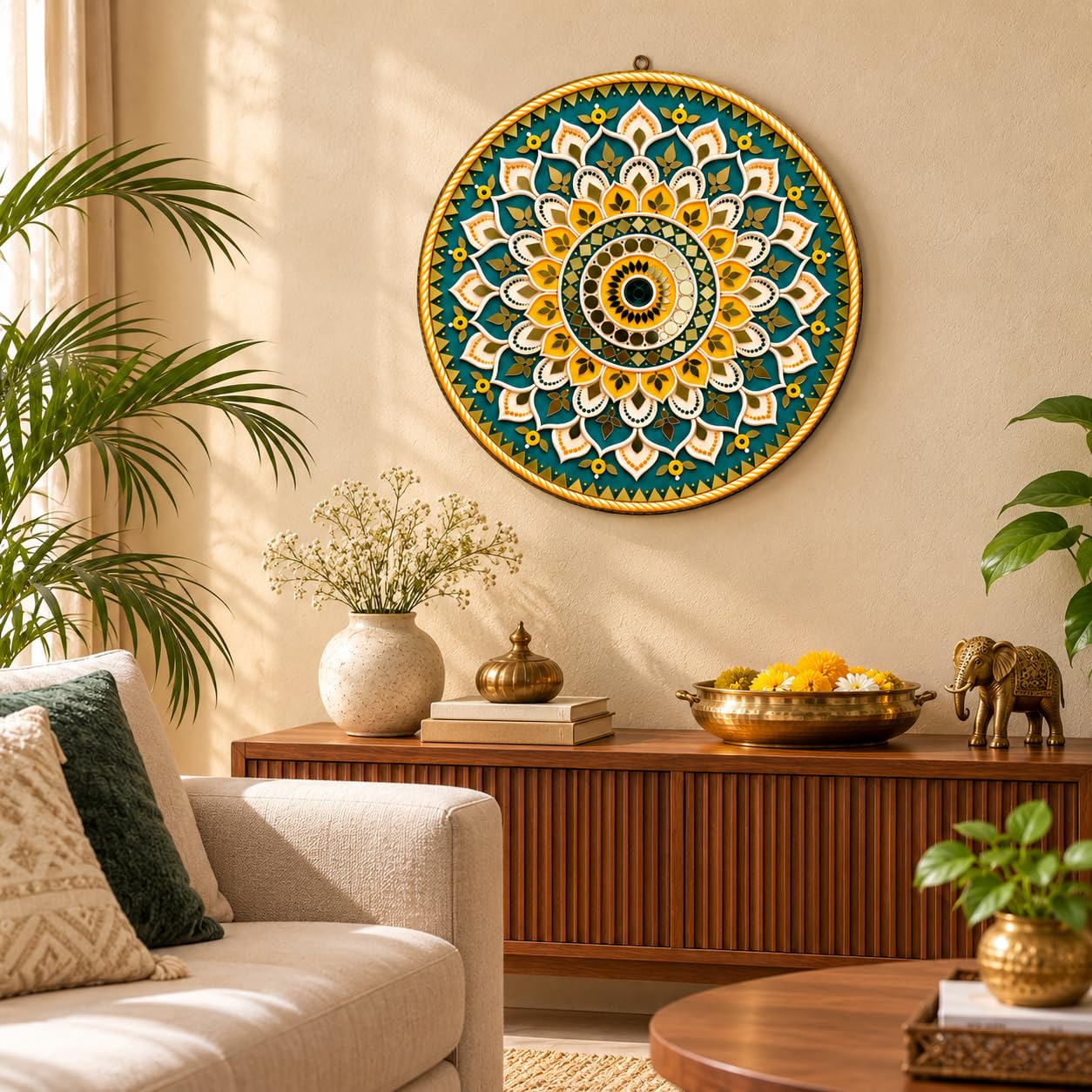 Round MDF Mandala Wall Hanging for Home Decoration
