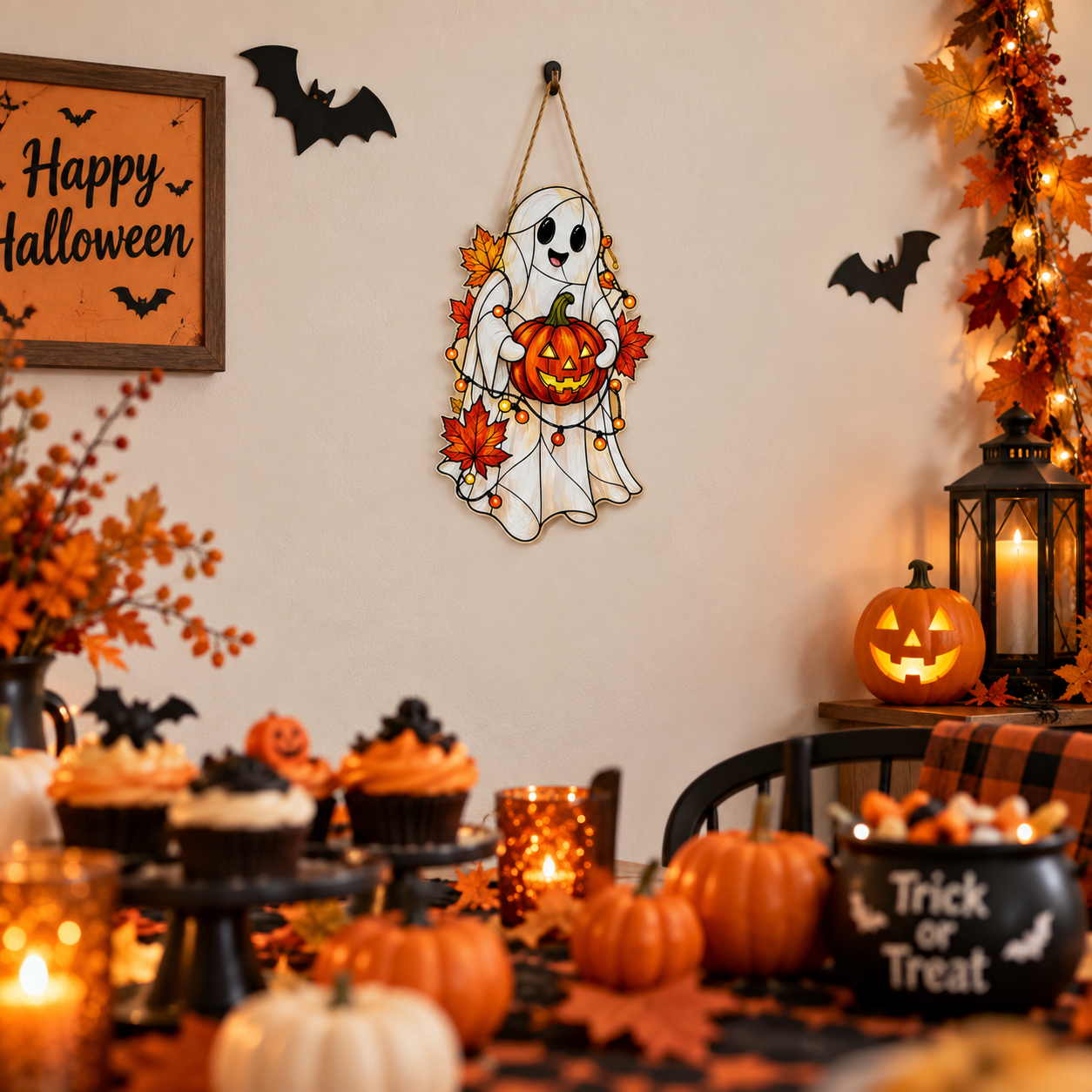 spooky wooden wall decor Halloween