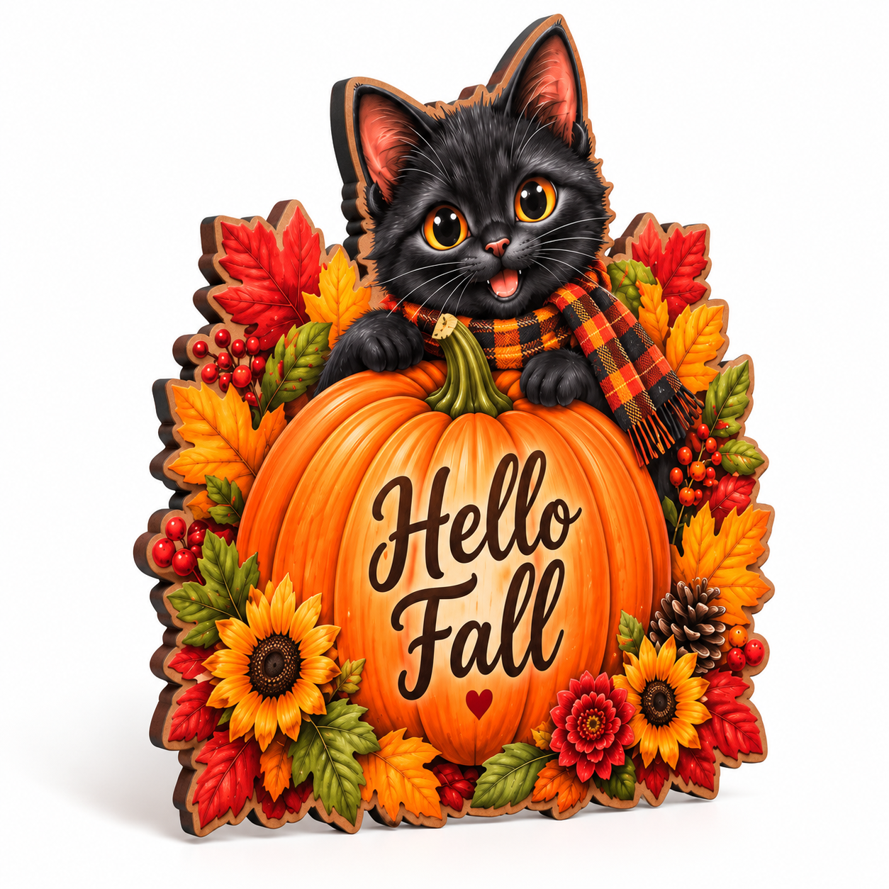 Halloween cat and pumpkin wall decor