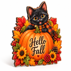 Halloween cat and pumpkin wall decor