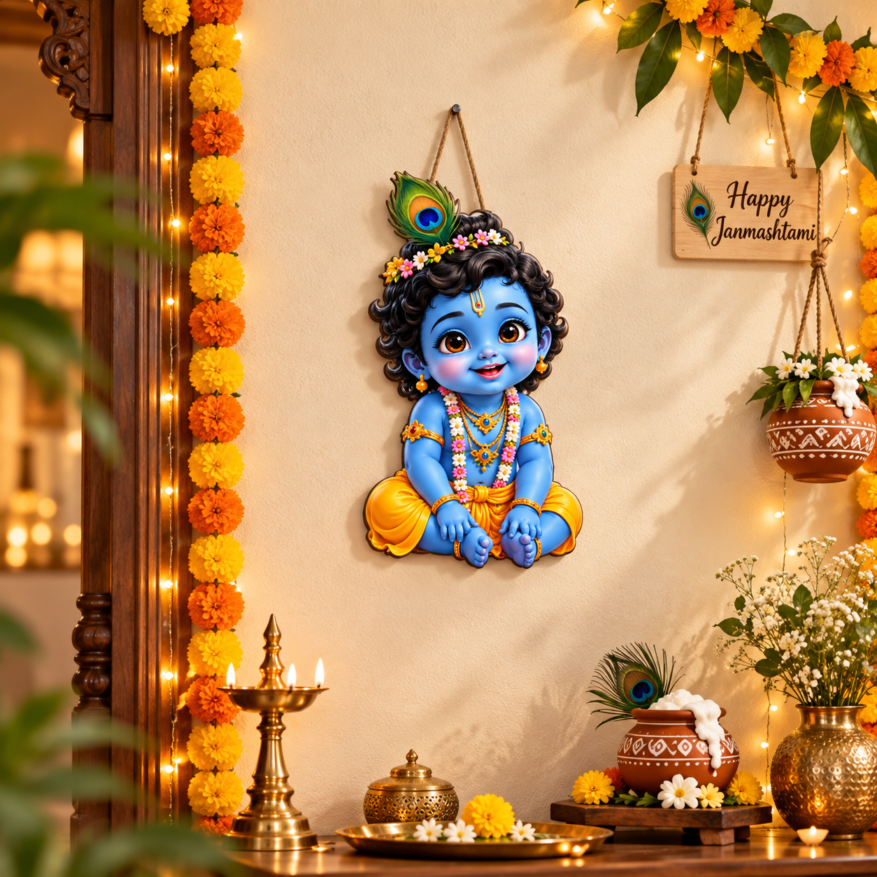ready to hang Krishna wall art