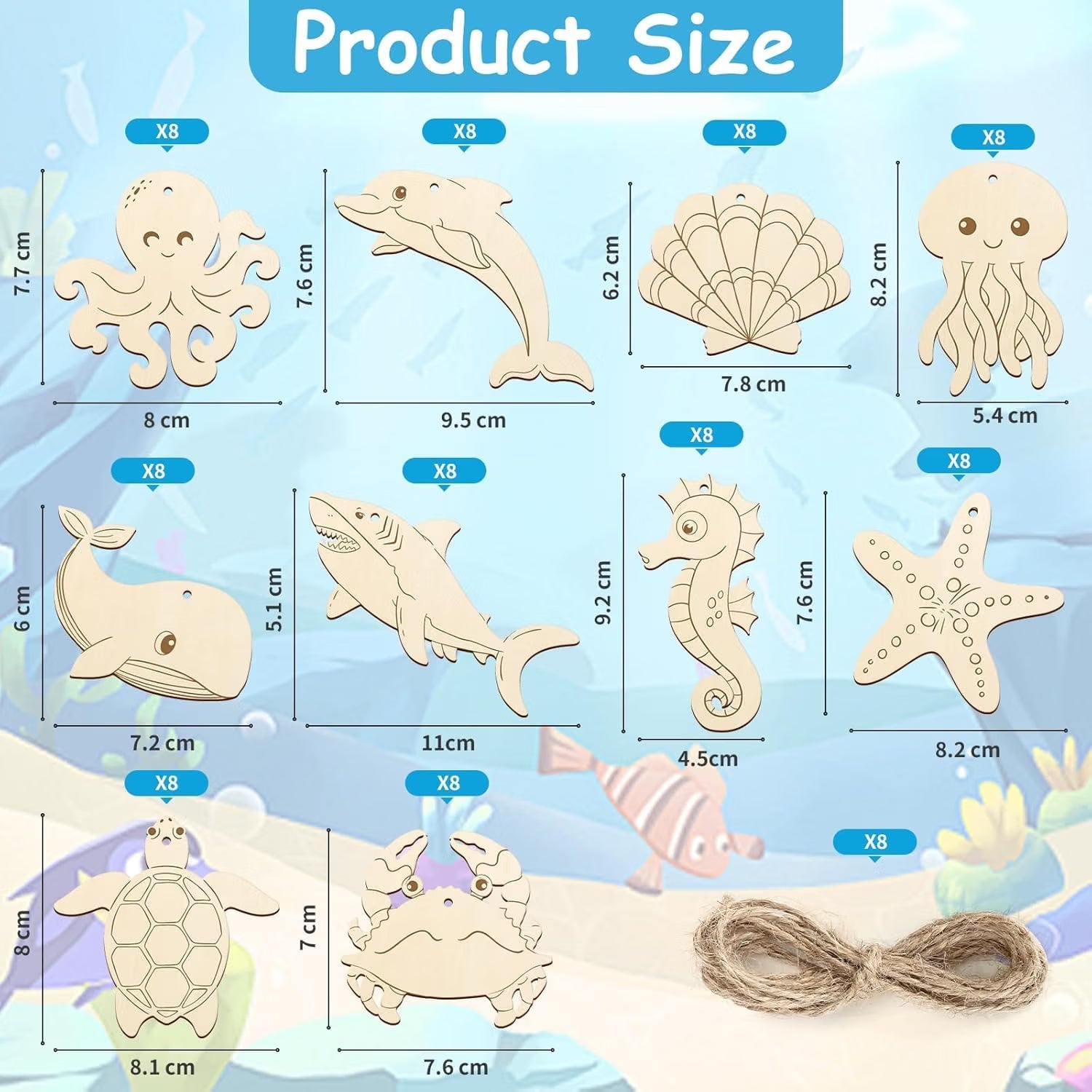 wooden sea animal cutouts for diy crafts