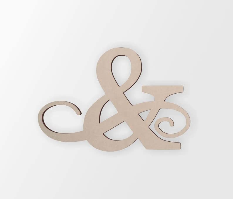 Wooden ampersand symbol on a white background