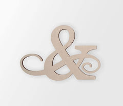 Wooden ampersand symbol on a white background