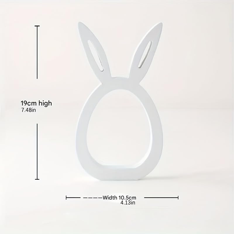 White bunny-shaped headband with measurements on a light gray background