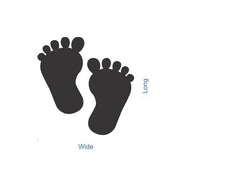 Black silhouette of wide and long feet on a white background