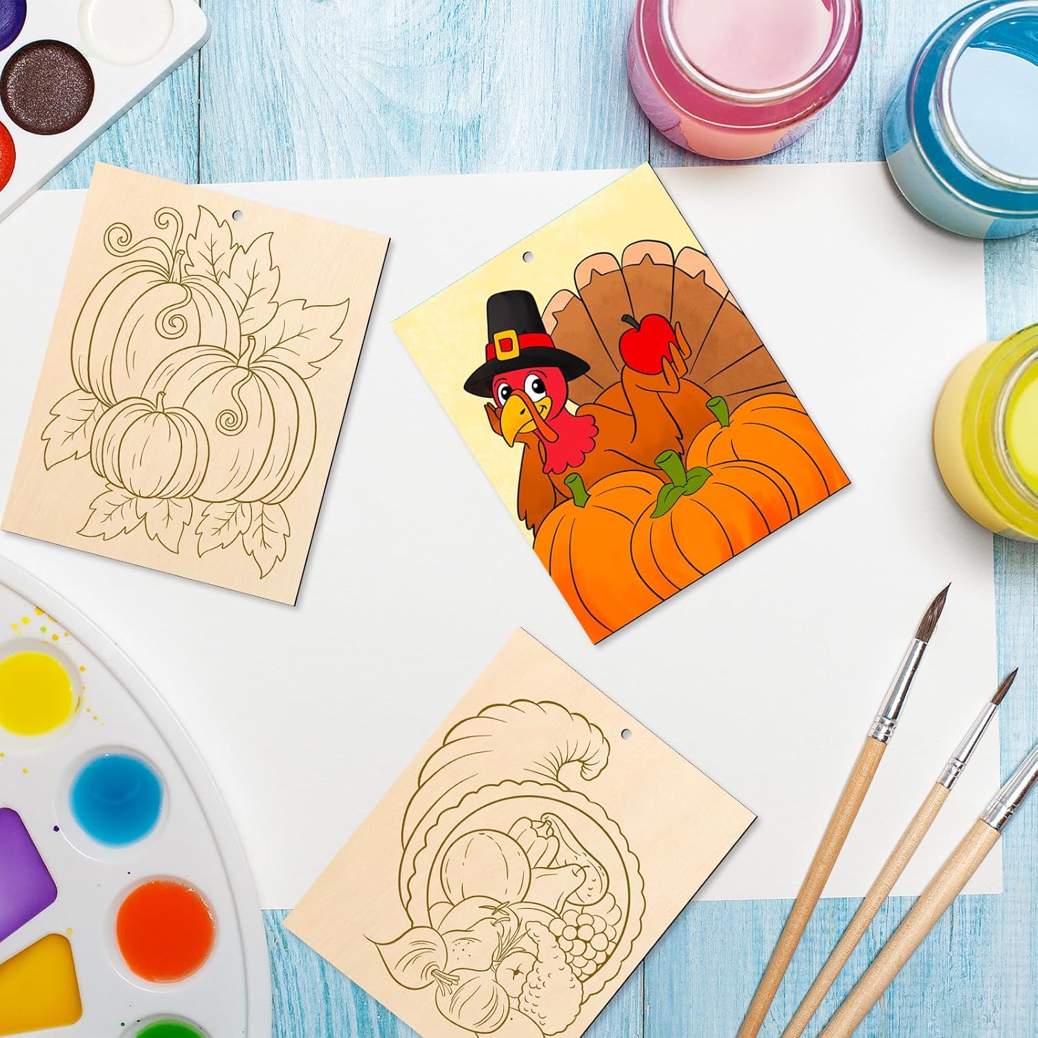 unfinished wooden pumpkin cutouts
