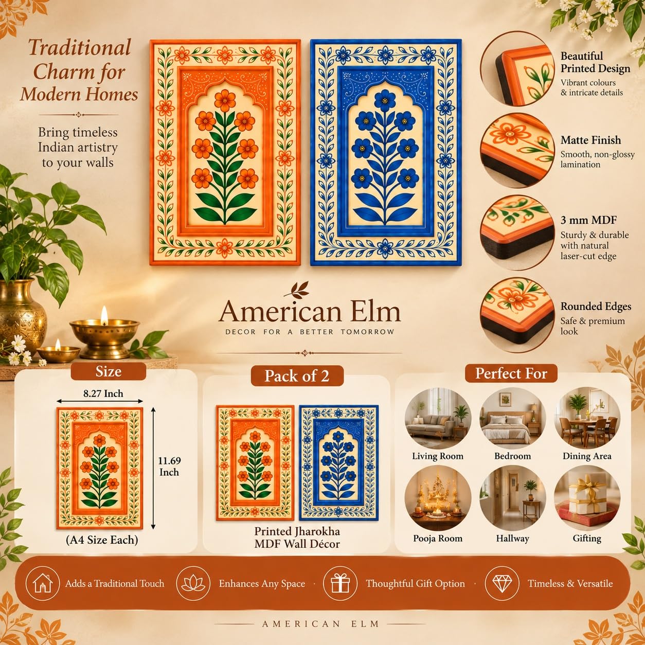 Indian ethnic MDF wall hanging decor