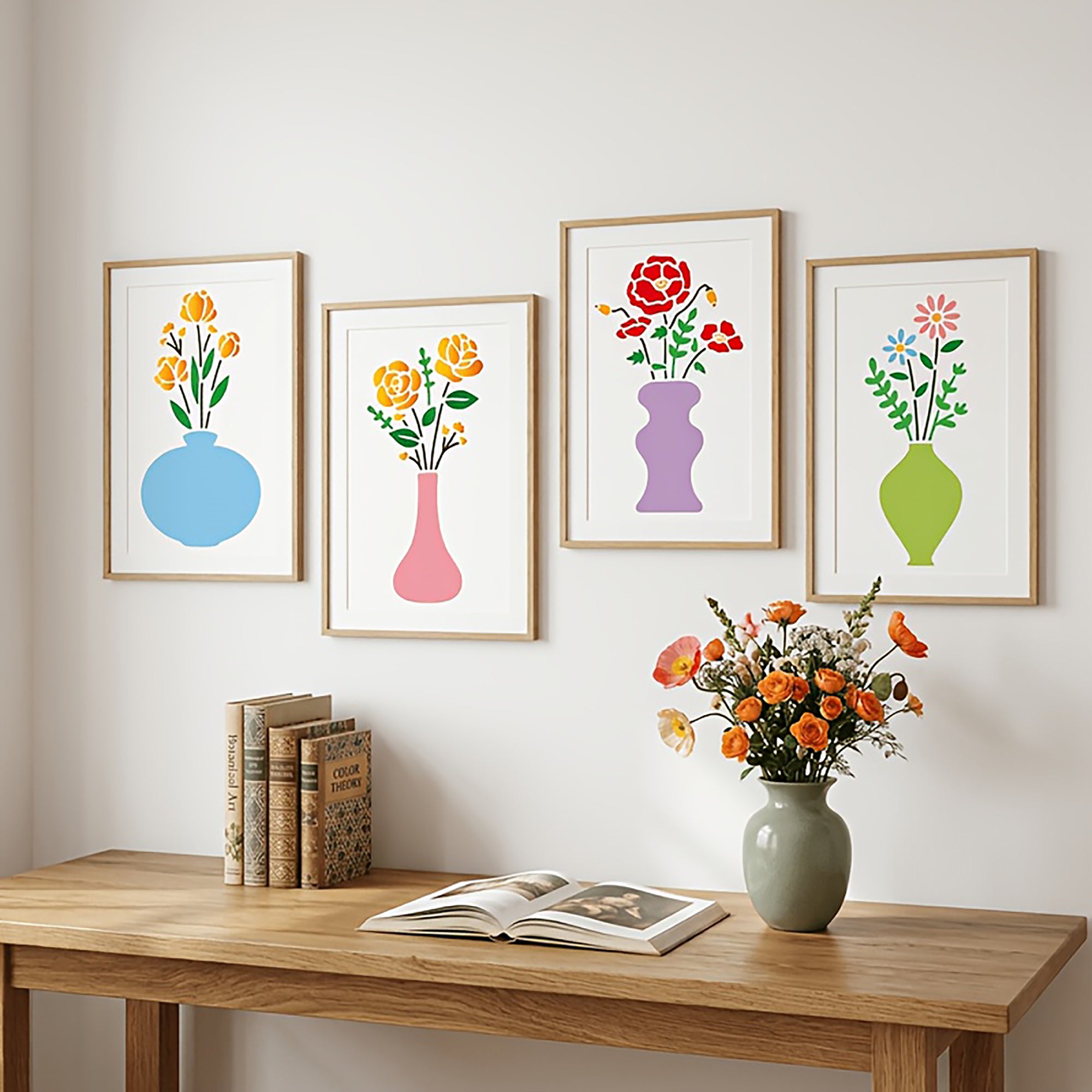 botanical plant stencil for wall decoration