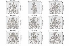 white pet plastic navdurga rangoli stencil