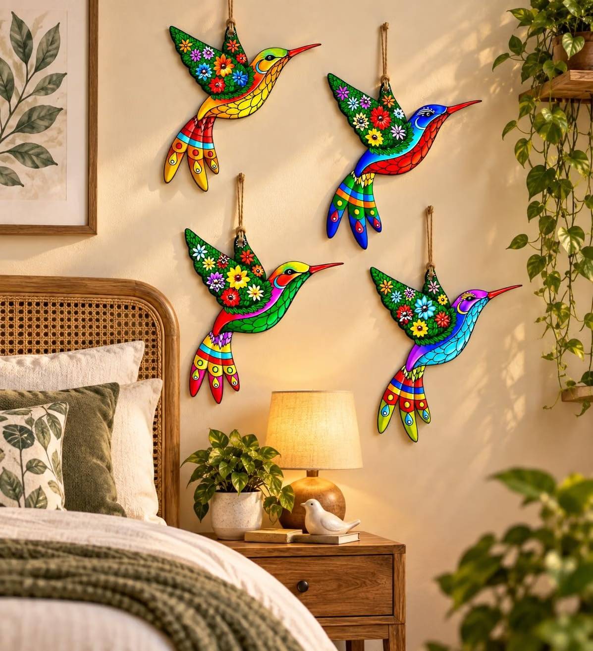 hummingbird floral wall decoration