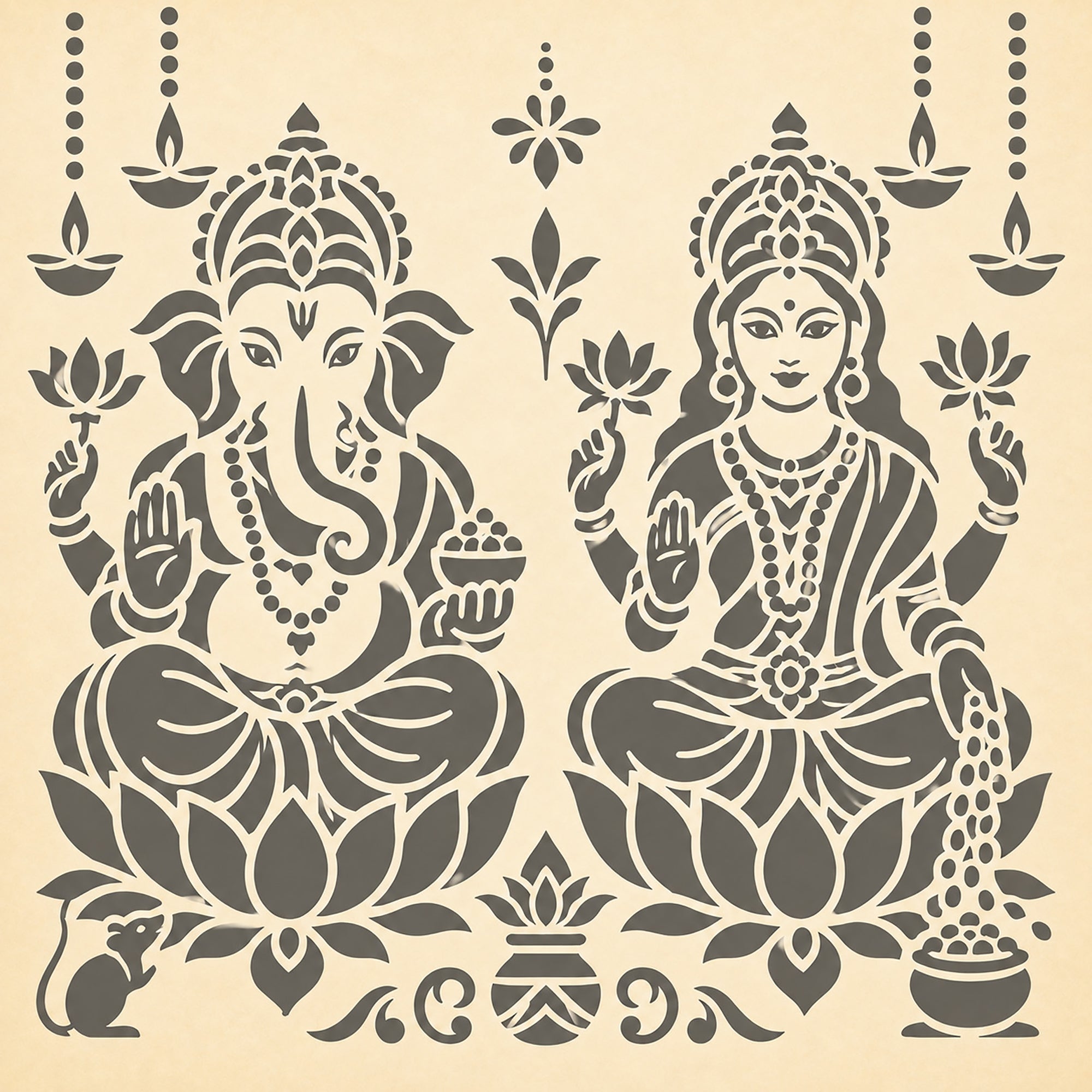 square pet plastic stencil for ganesha lakshmi painting