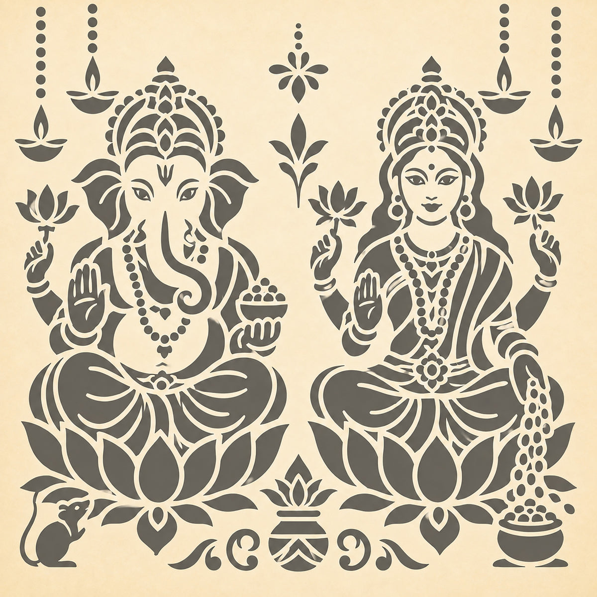 square pet plastic stencil for ganesha lakshmi painting